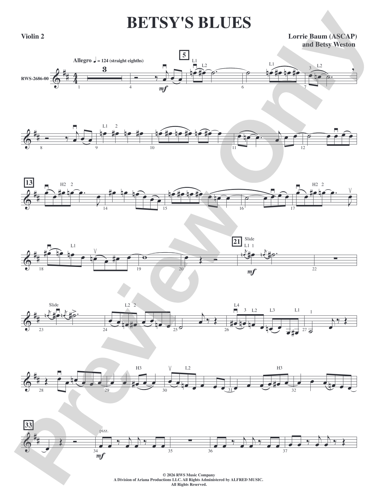 Betsy's Blues: 2nd Violin
