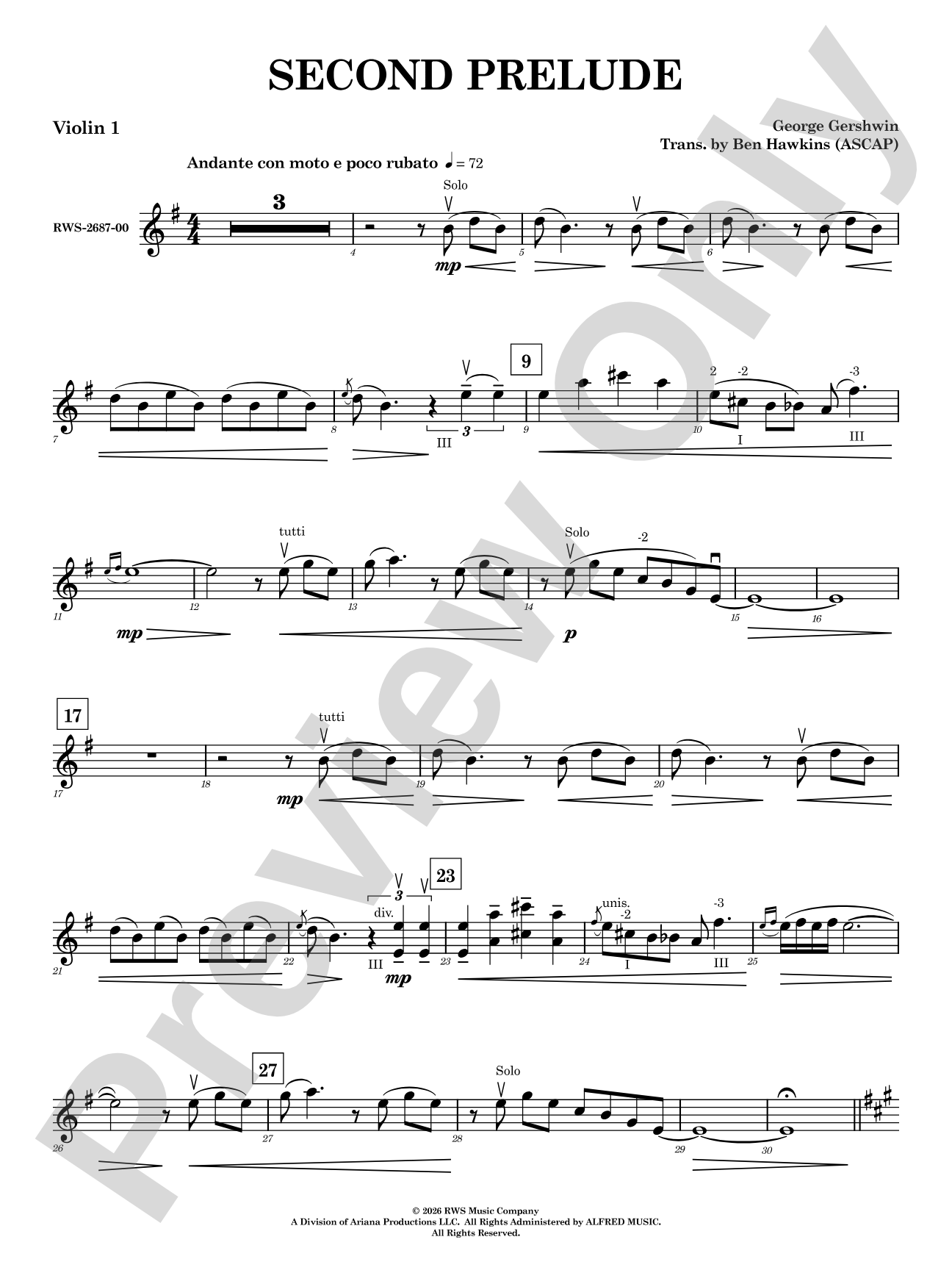 Second Prelude: 1st Violin