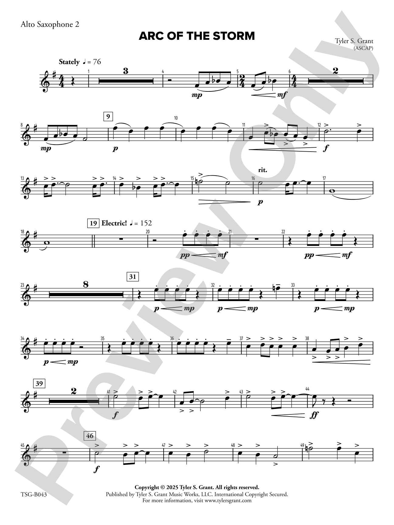 Arc of the Storm: 2nd E-flat Alto Saxophone