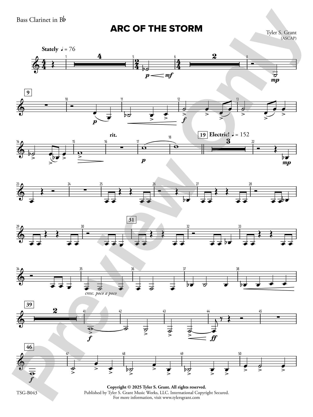 Arc of the Storm: B-flat Bass Clarinet