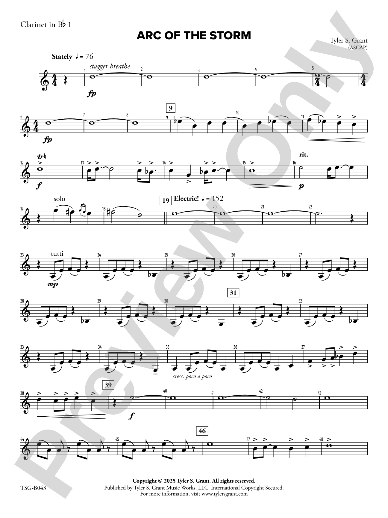 Arc of the Storm: 1st B-flat Clarinet