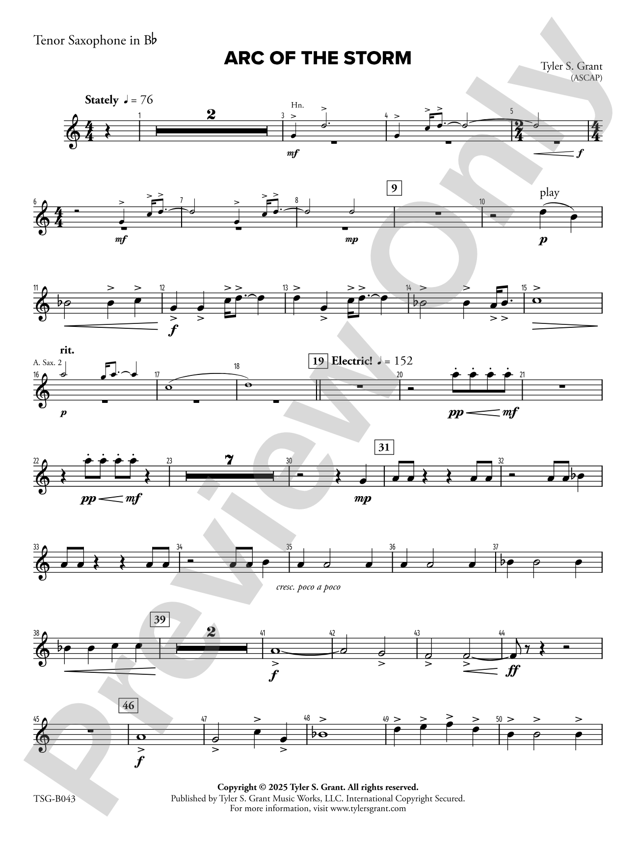 Arc of the Storm: B-flat Tenor Saxophone
