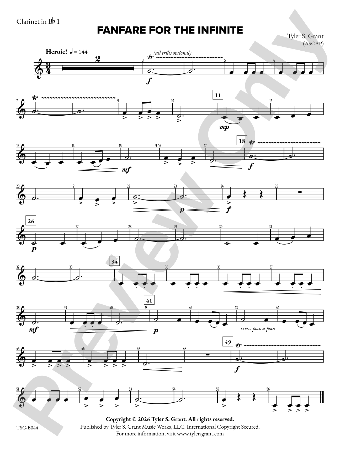 Fanfare for the Infinite: 1st B-flat Clarinet