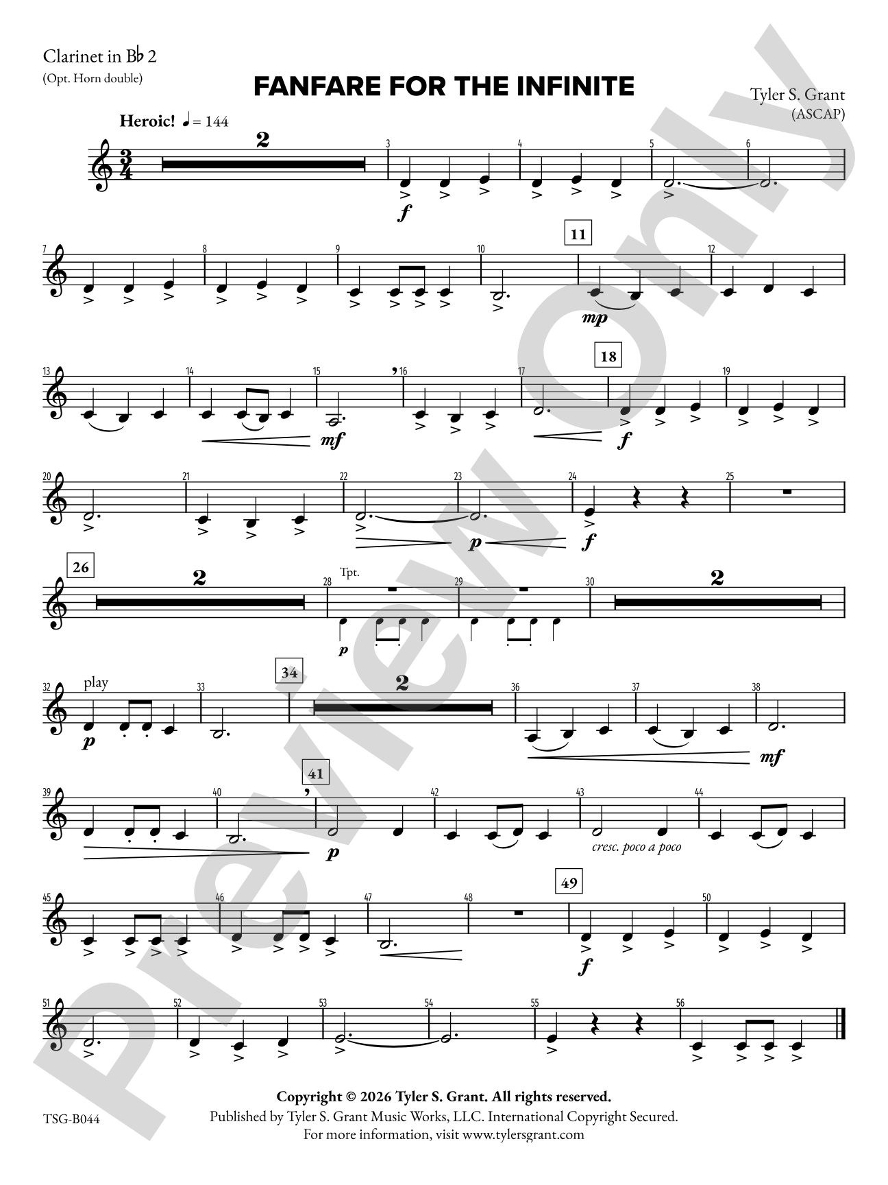 Fanfare for the Infinite: 2nd B-flat Clarinet