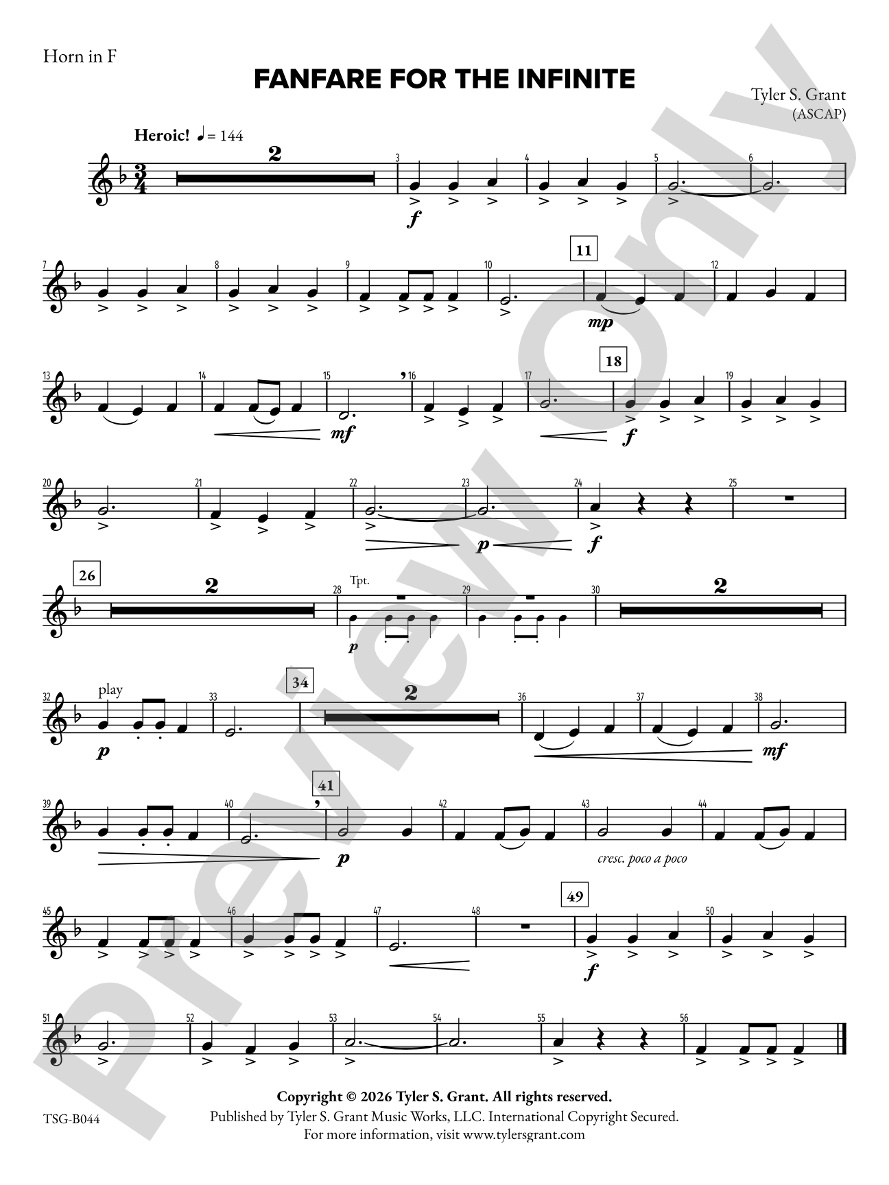 Fanfare for the Infinite: 1st F Horn