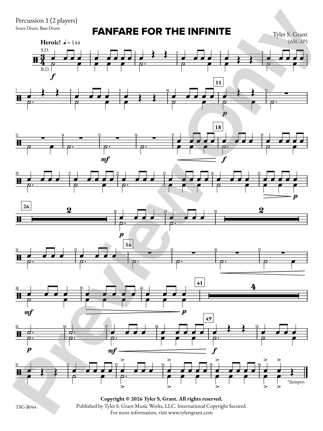 Fanfare for the Infinite: 1st Percussion