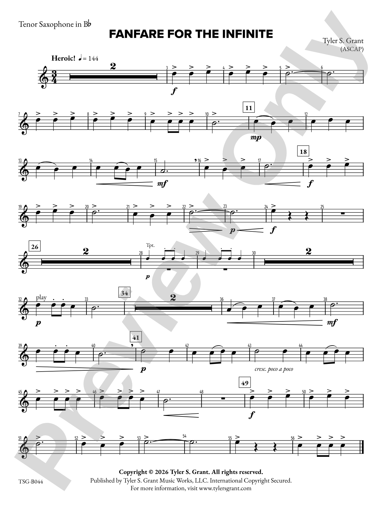Fanfare for the Infinite: B-flat Tenor Saxophone