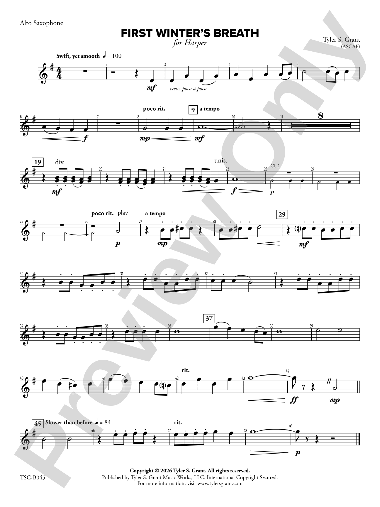 First Winter's Breath: E-flat Alto Saxophone