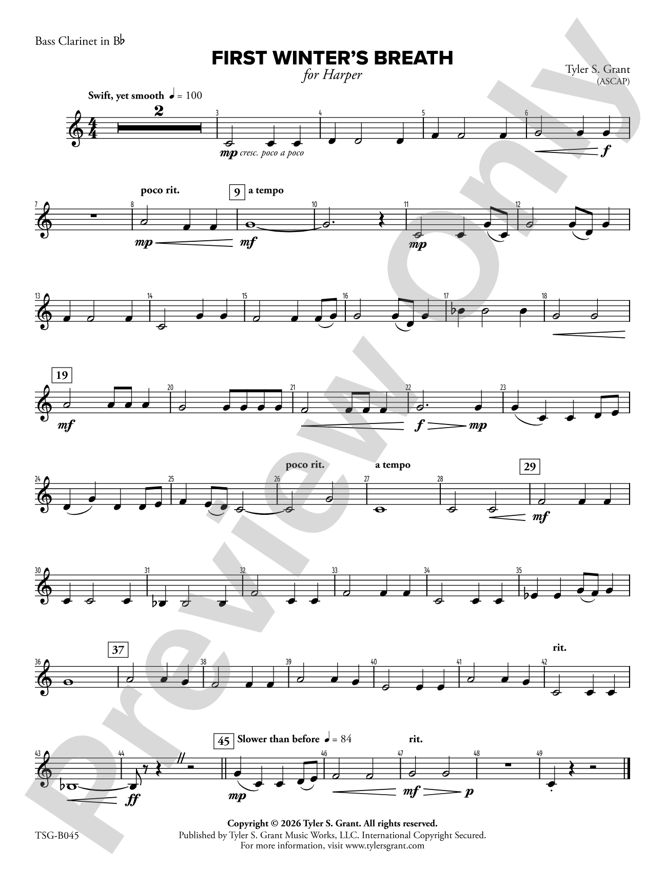 First Winter's Breath: Bass Clarinet