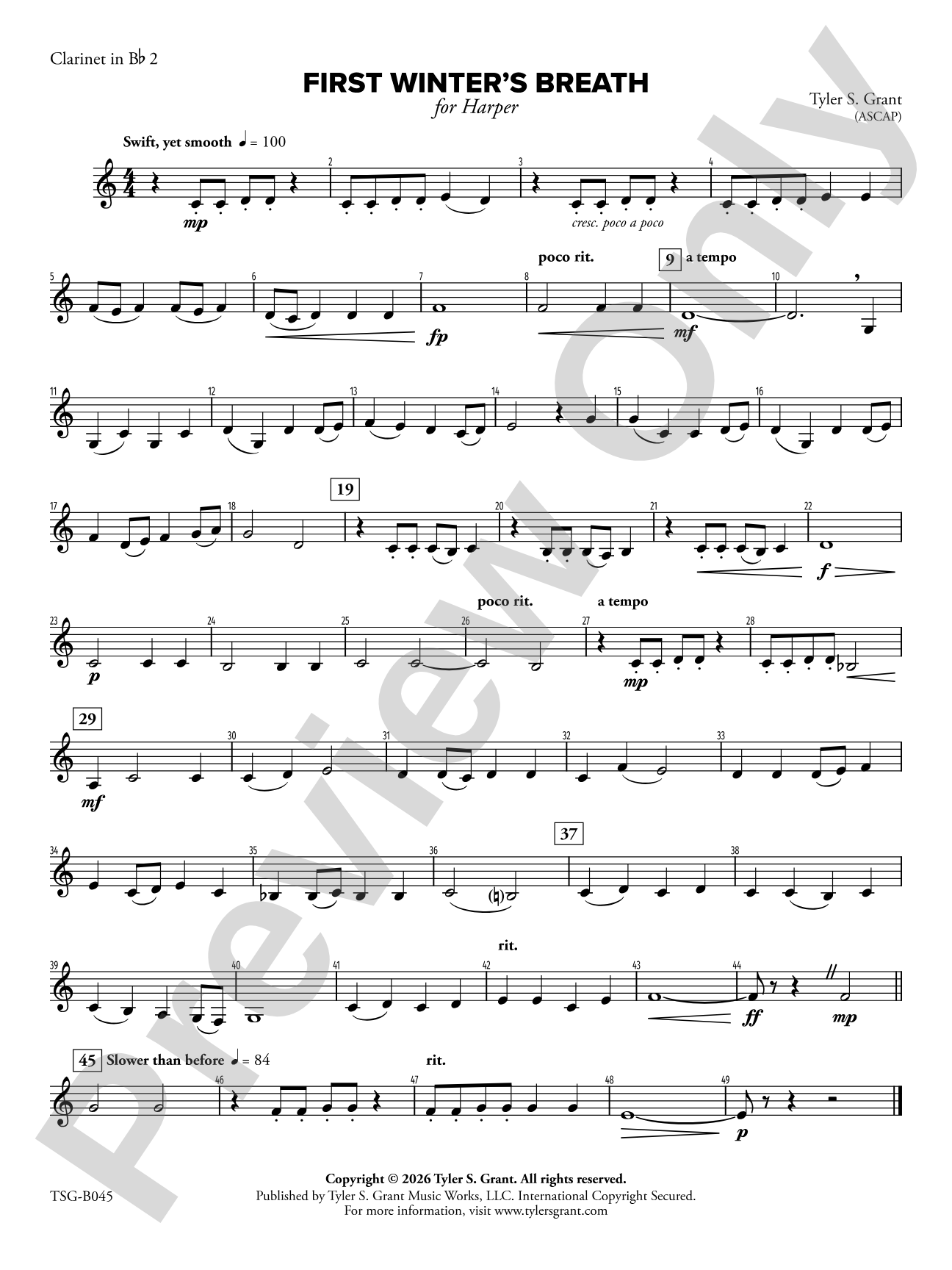 First Winter's Breath: 2nd B-flat Clarinet