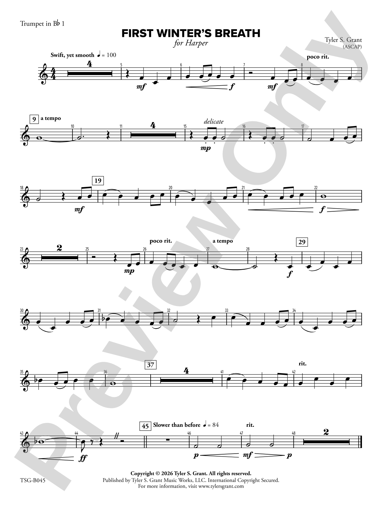 First Winter's Breath: 1st B-flat Trumpet