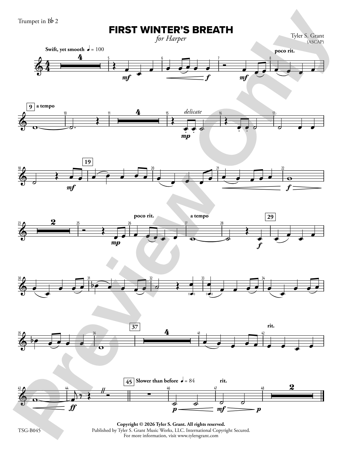 First Winter's Breath: 2nd B-flat Trumpet