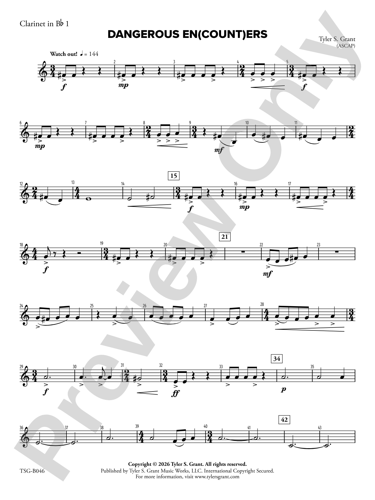 Dangerous En(count)ers: 1st B-flat Clarinet