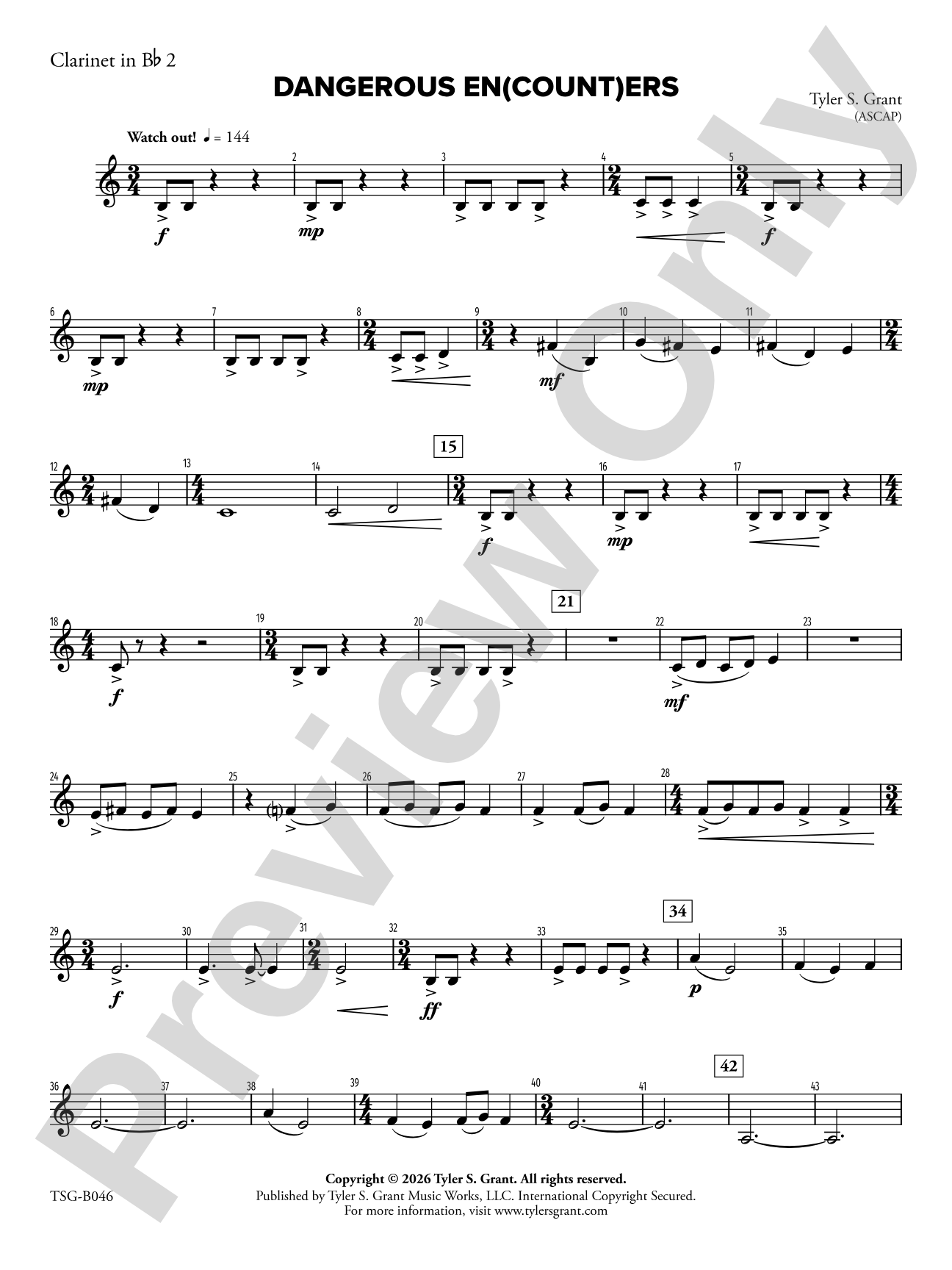 Dangerous En(count)ers: 2nd B-flat Clarinet