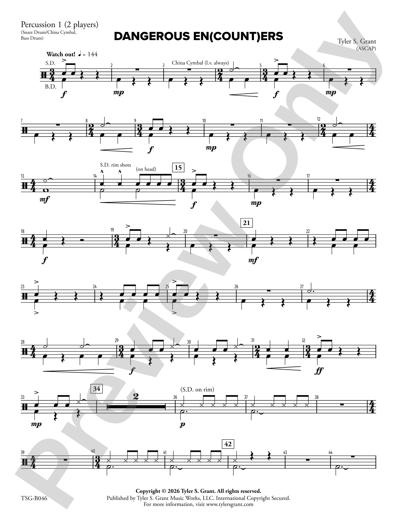 Dangerous En(count)ers: 1st Percussion
