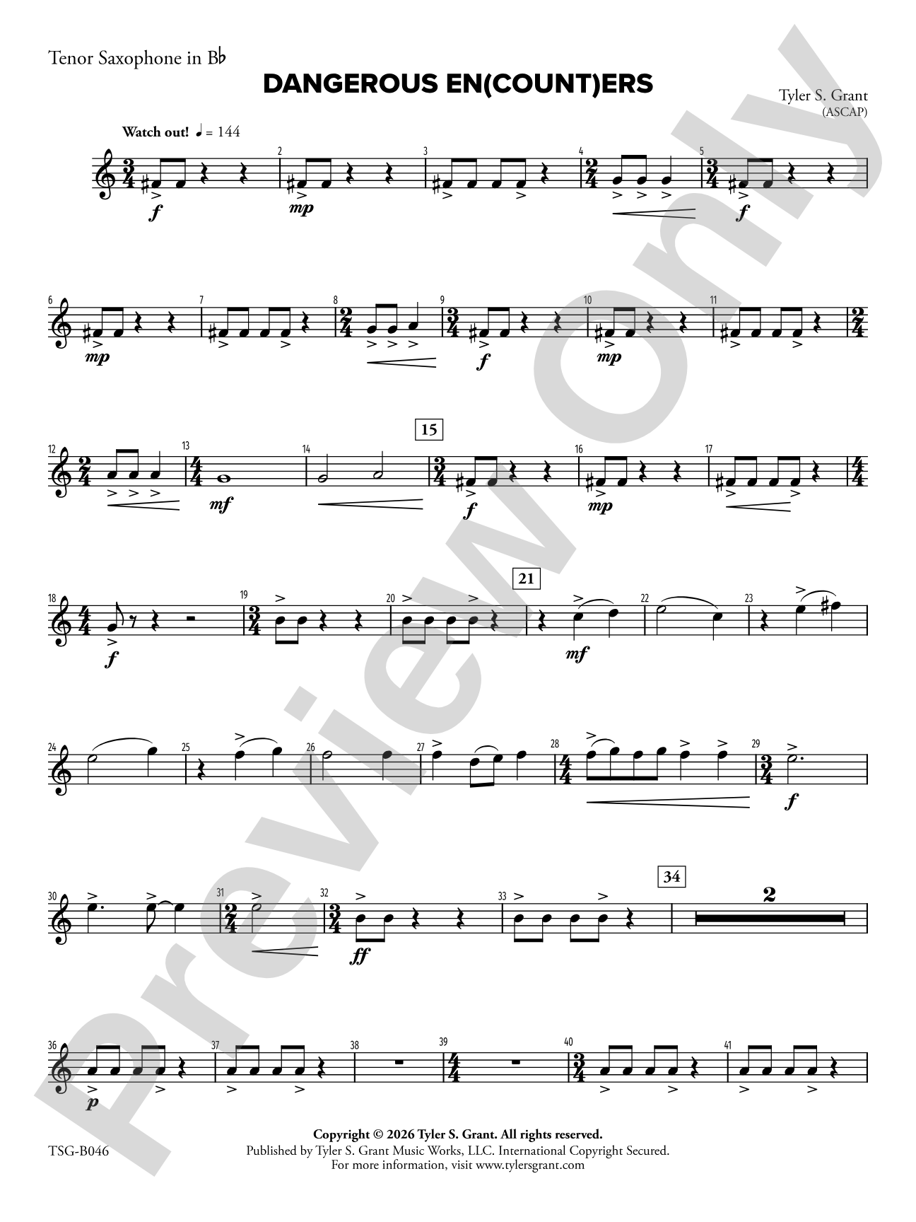 Dangerous En(count)ers: B-flat Tenor Saxophone