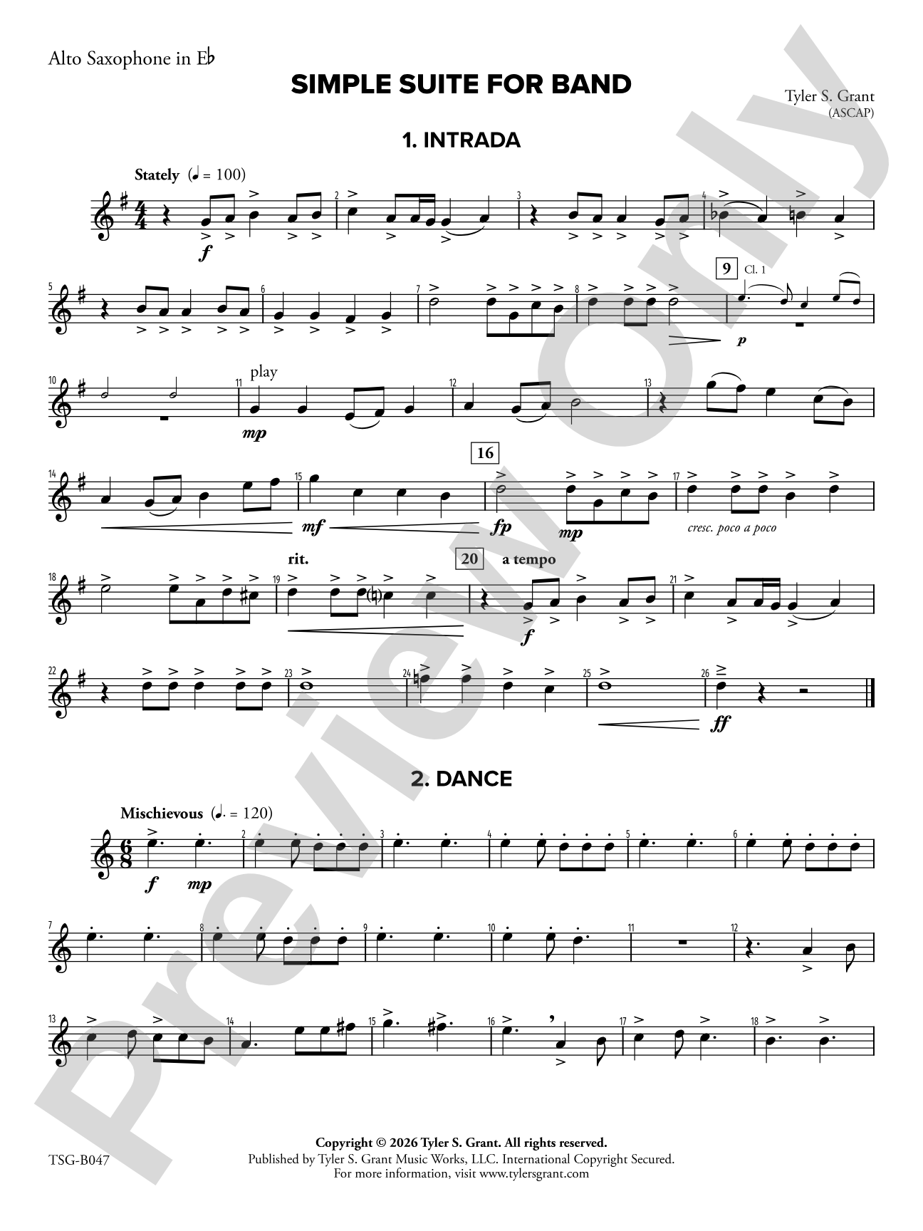 Simple Suite for Band: E-flat Alto Saxophone
