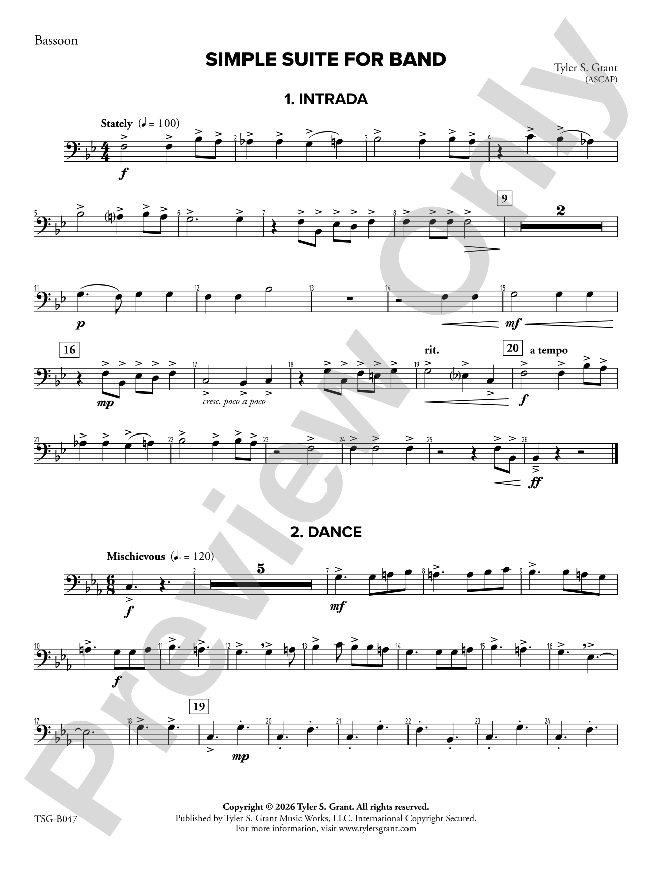Simple Suite for Band: Bassoon