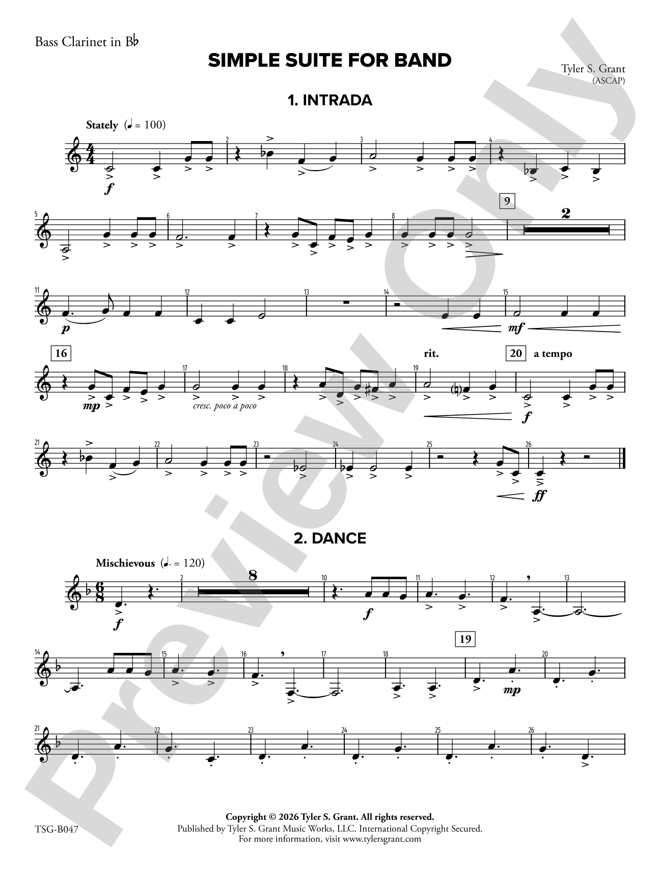 Simple Suite for Band: Bass Clarinet