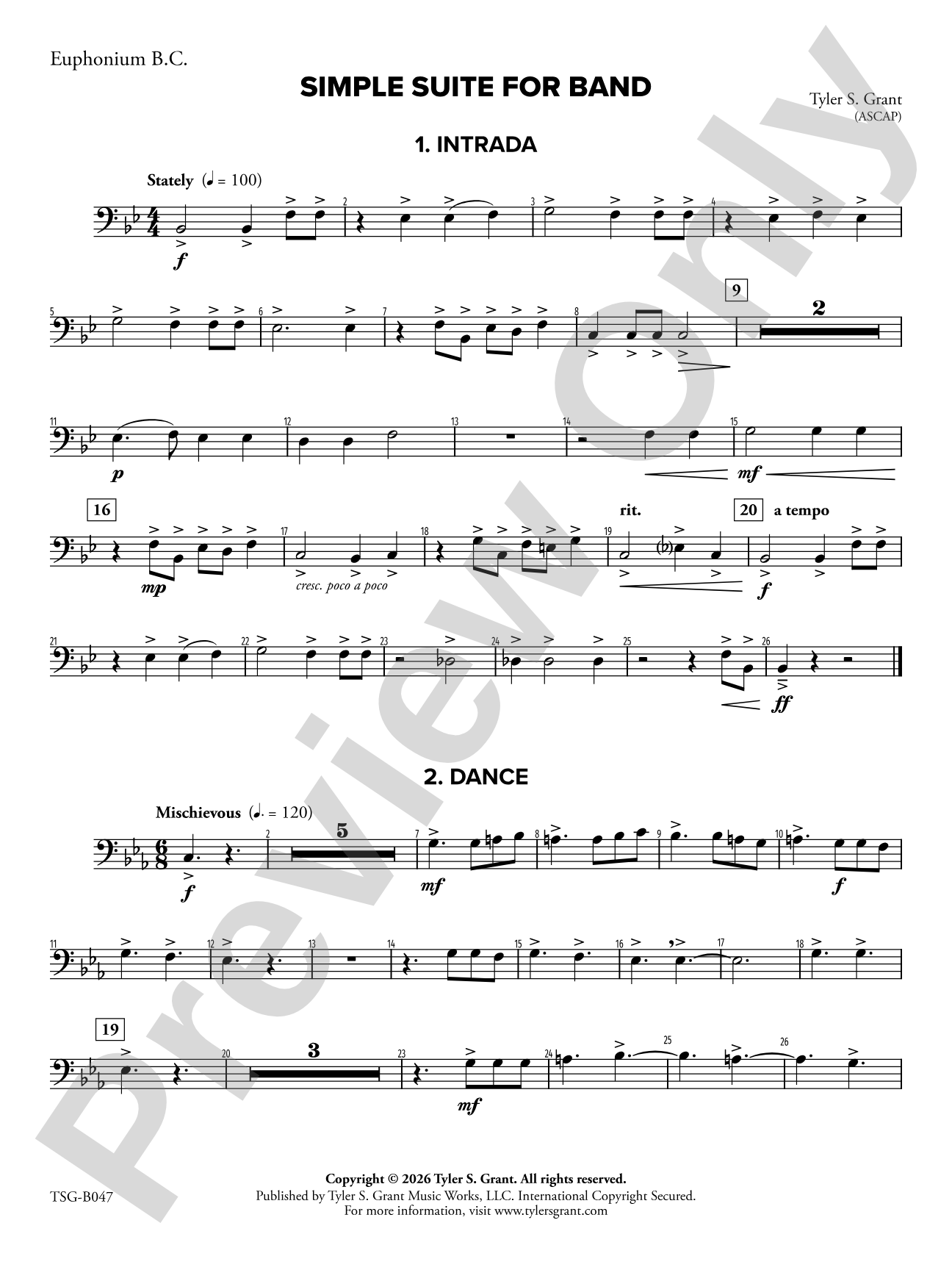 Simple Suite for Band: Baritone B.C.