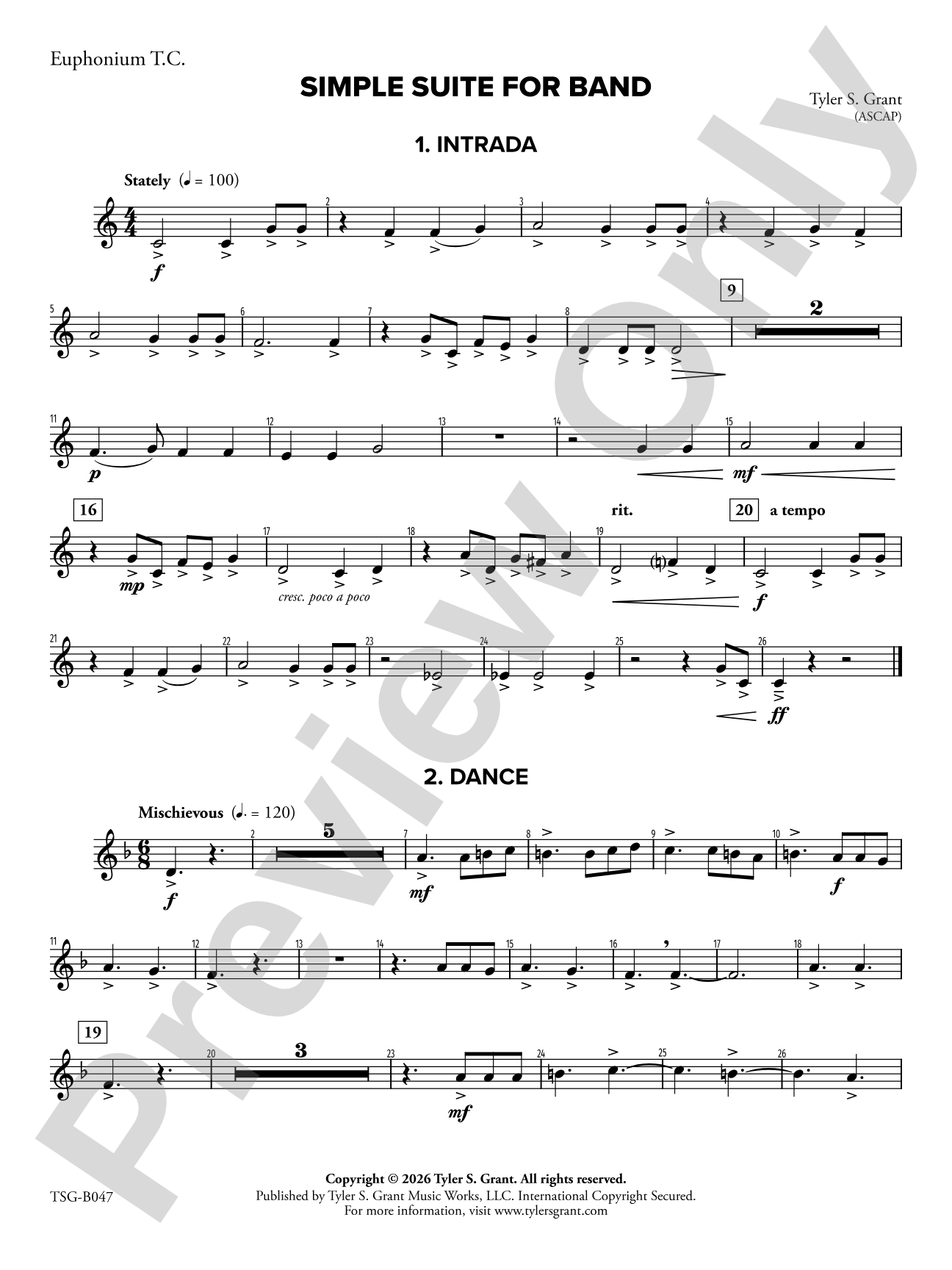 Simple Suite for Band: Baritone T.C.