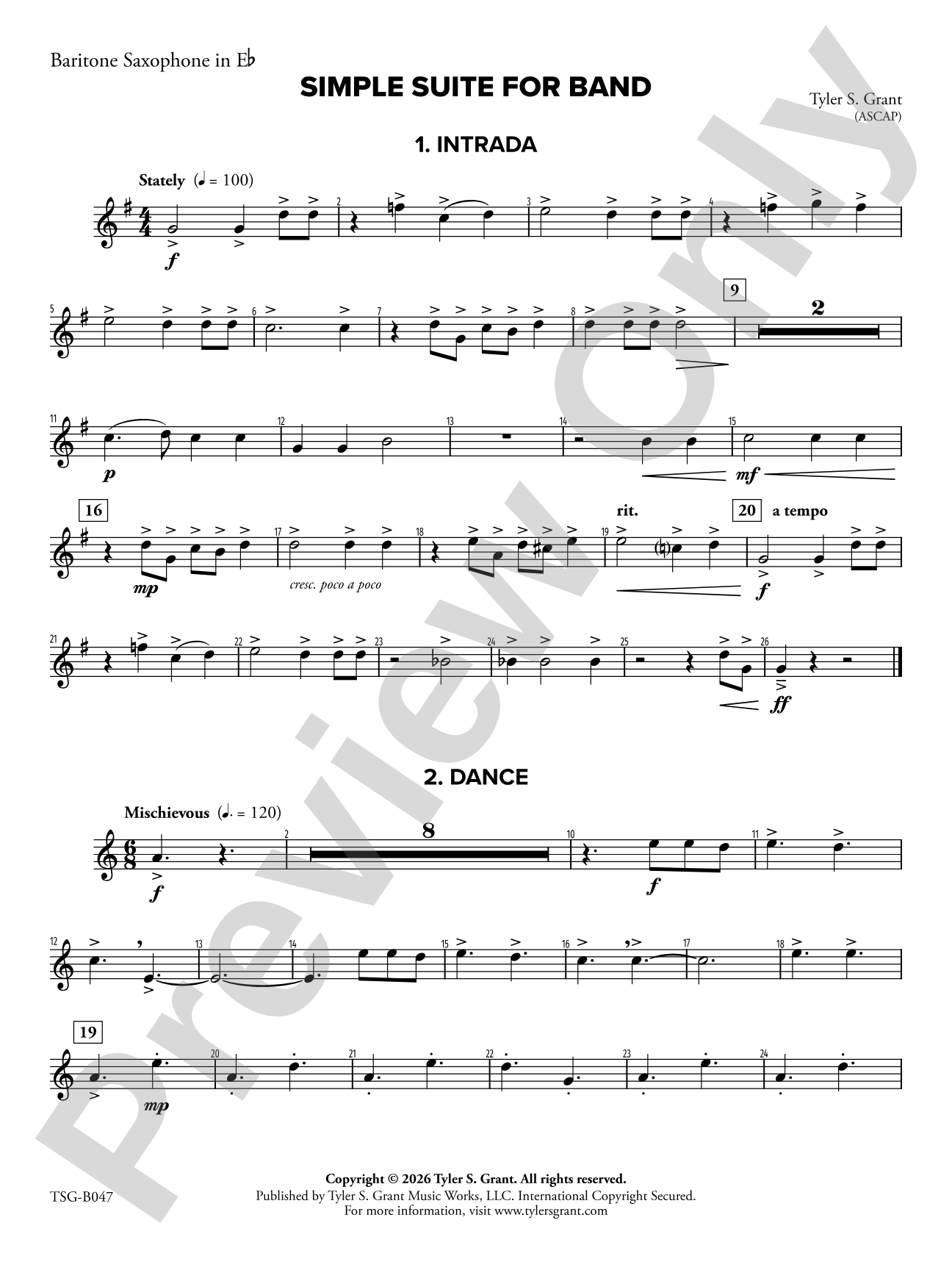 Simple Suite for Band: E-flat Baritone Saxophone