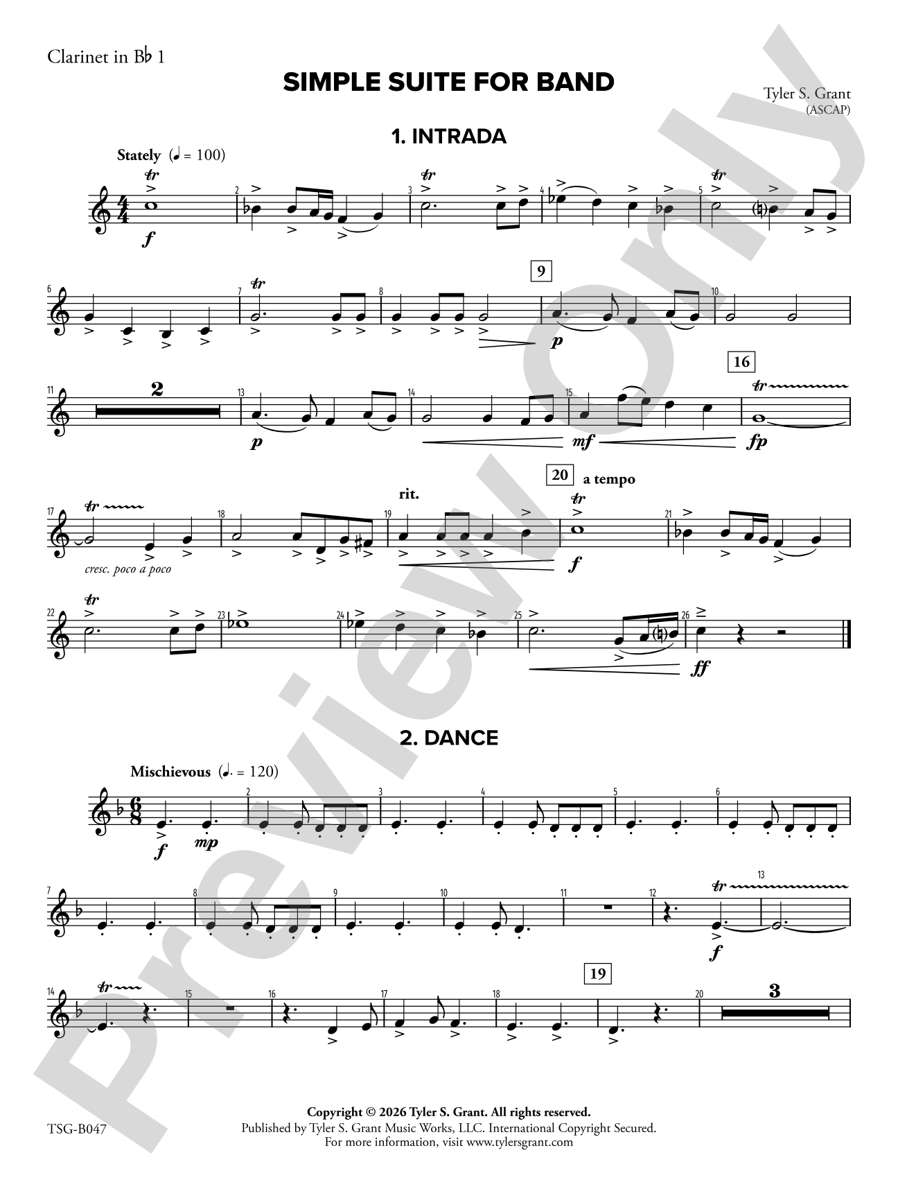 Simple Suite for Band: 1st B-flat Clarinet
