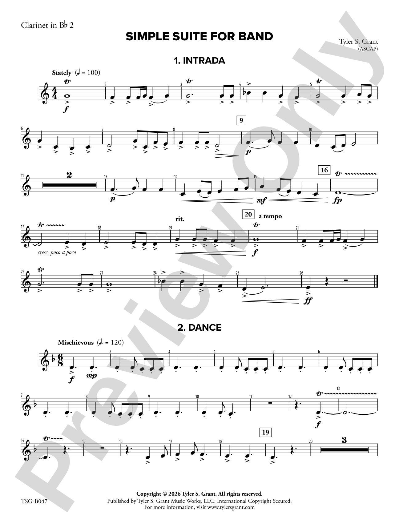 Simple Suite for Band: 2nd B-flat Clarinet