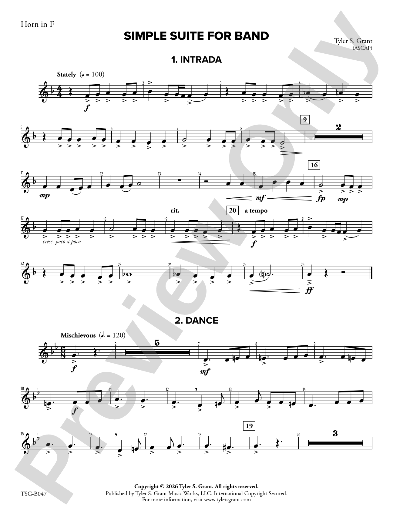 Simple Suite for Band: 1st F Horn