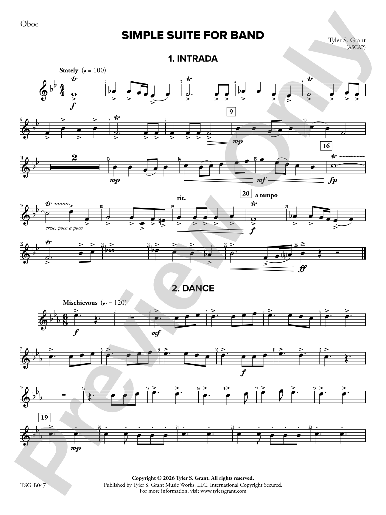 Simple Suite for Band: Oboe