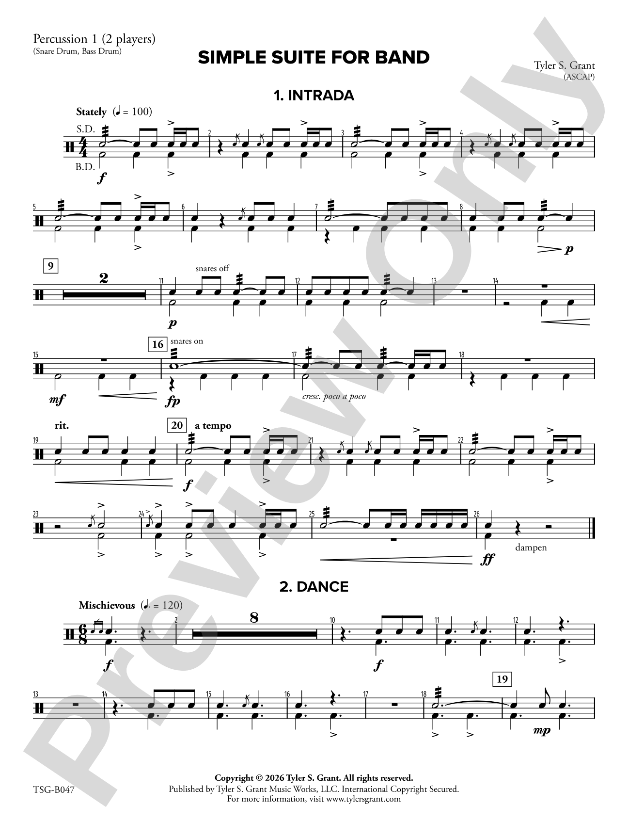 Simple Suite for Band: 1st Percussion