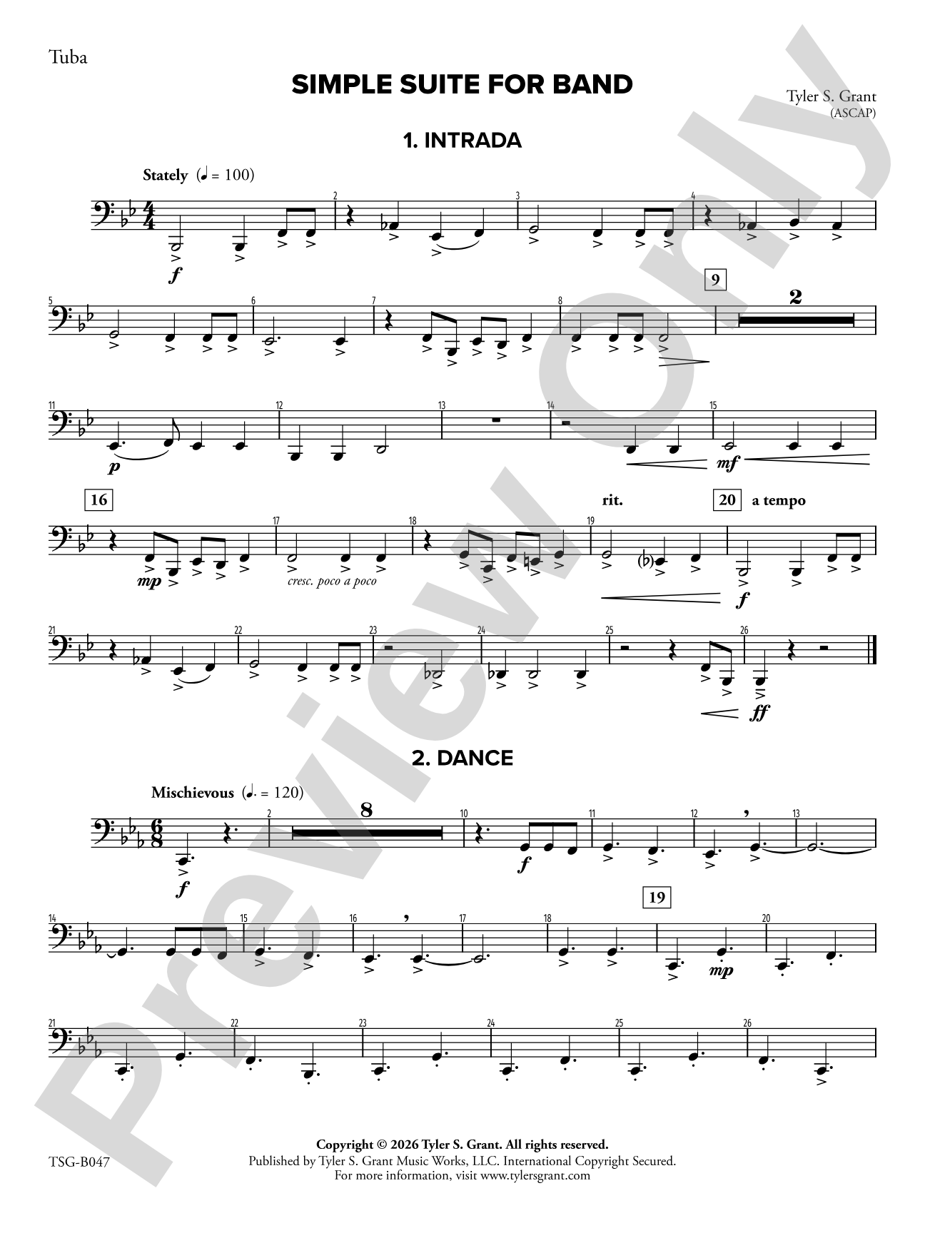 Simple Suite for Band: Tuba