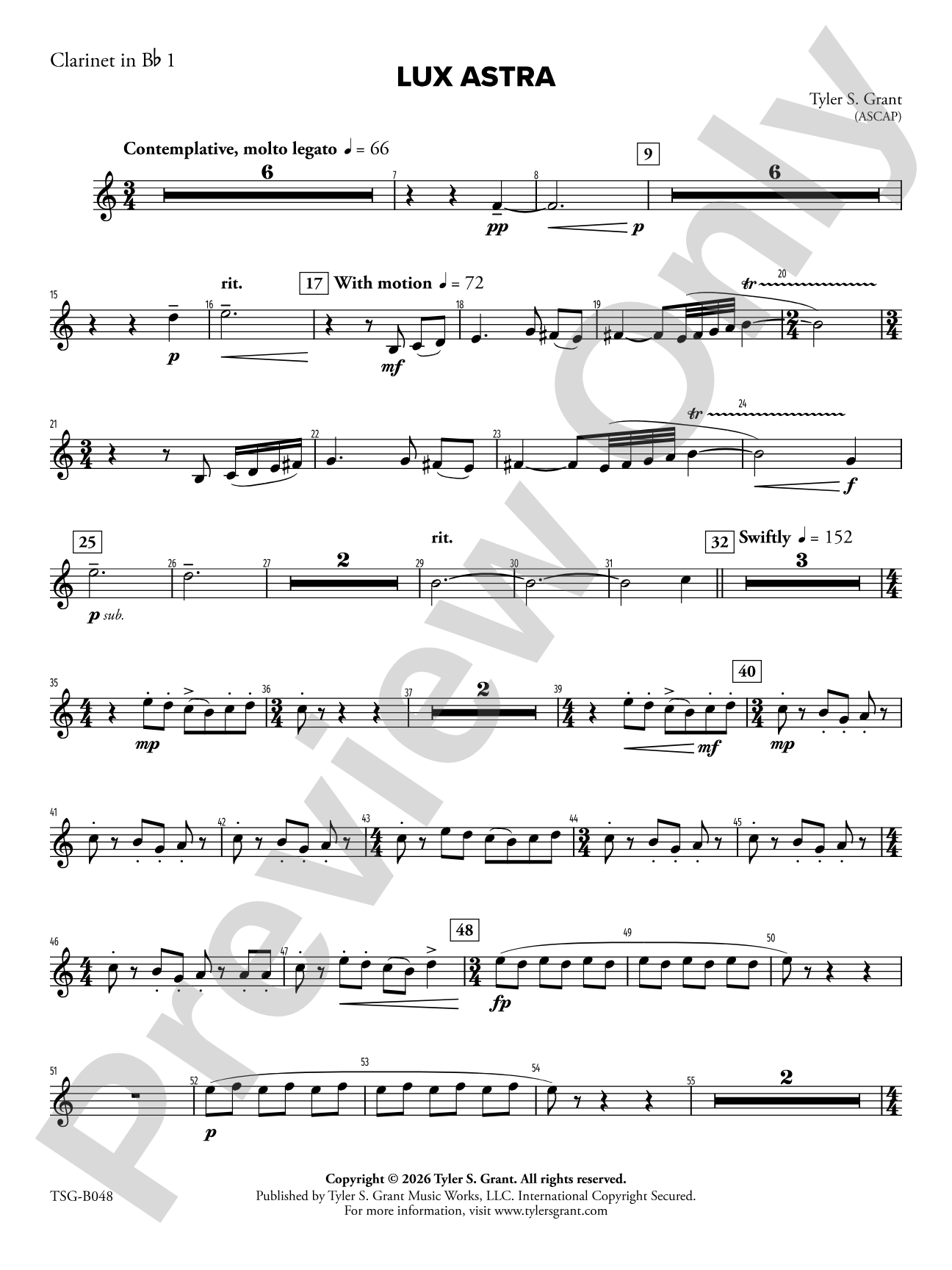 Lux Astra: 1st B-flat Clarinet