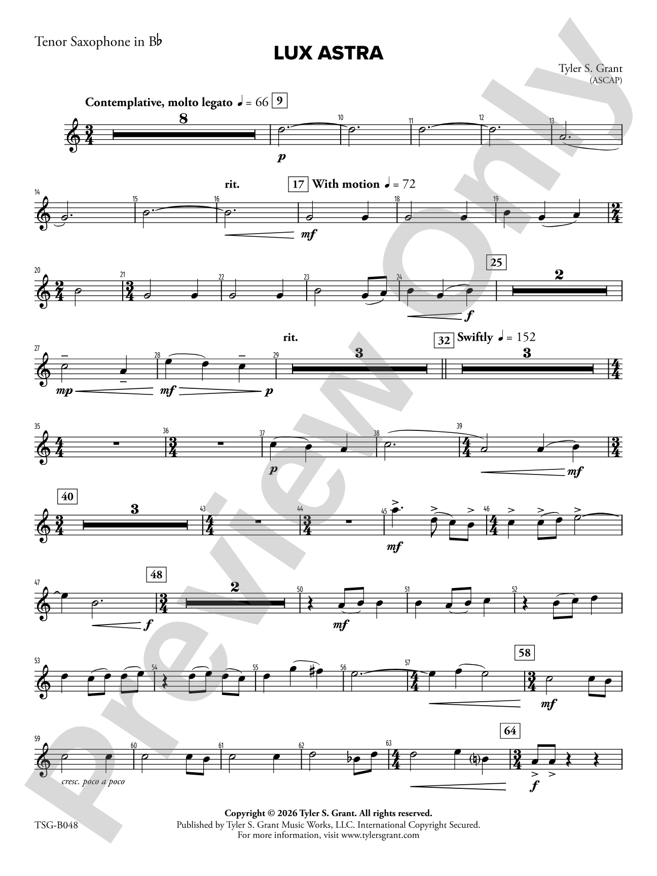 Lux Astra: B-flat Tenor Saxophone