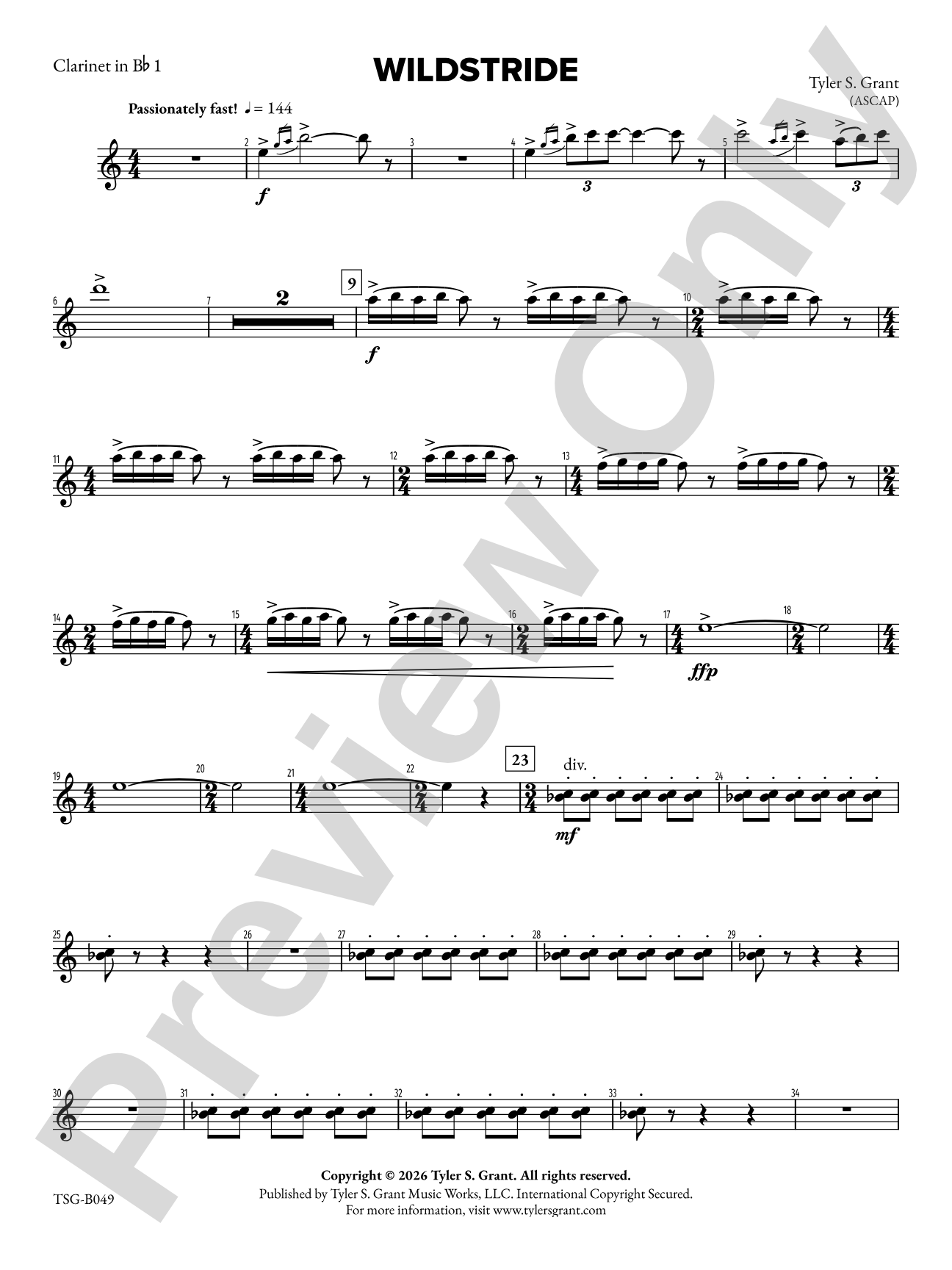 Wildstride: 1st B-flat Clarinet