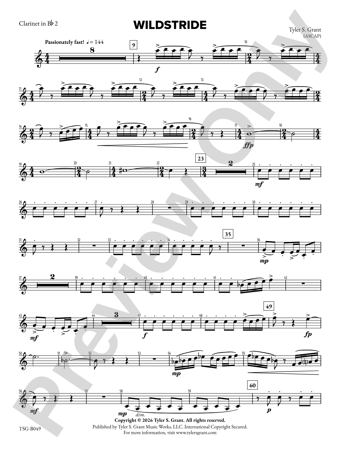 Wildstride: 2nd B-flat Clarinet