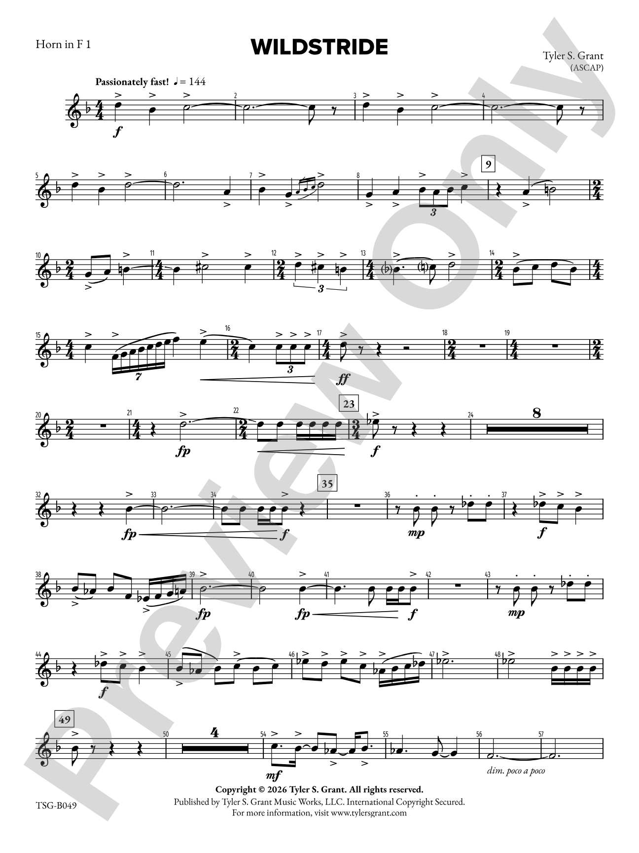 Wildstride: 1st F Horn