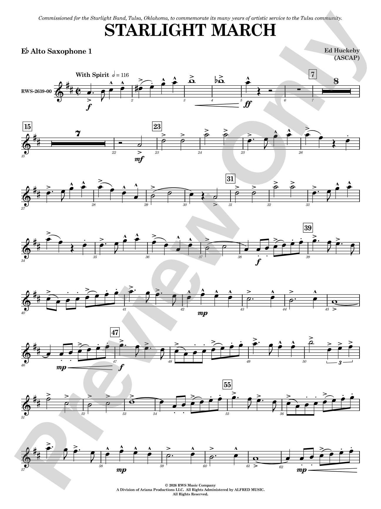 Starlight March: E-flat Alto Saxophone