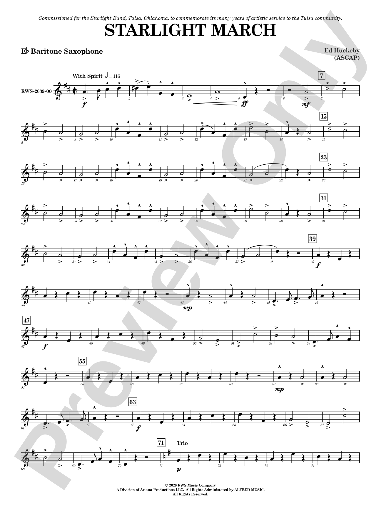Starlight March: E-flat Baritone Saxophone