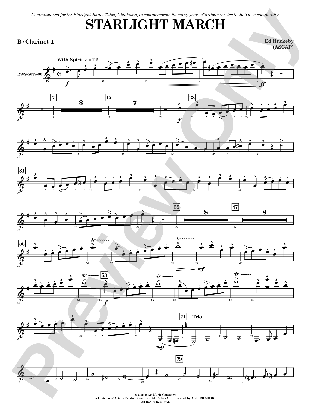 Starlight March: 1st B-flat Clarinet