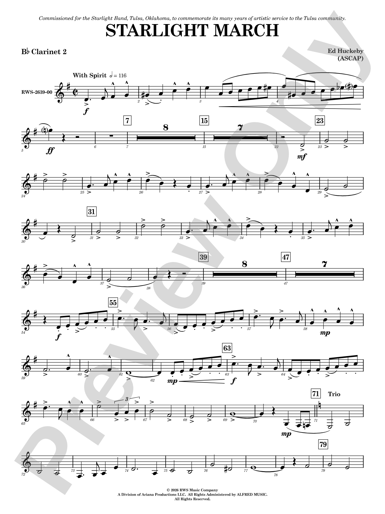 Starlight March: 2nd B-flat Clarinet