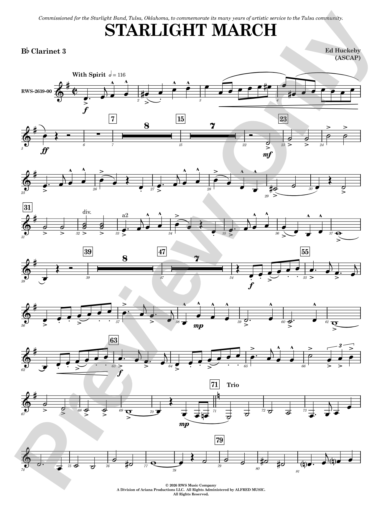 Starlight March: 3rd B-flat Clarinet