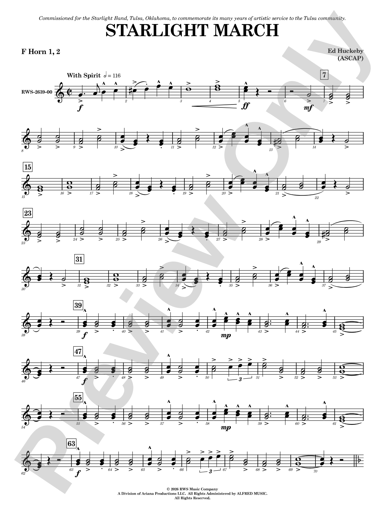 Starlight March: 1st & 2nd F Horns