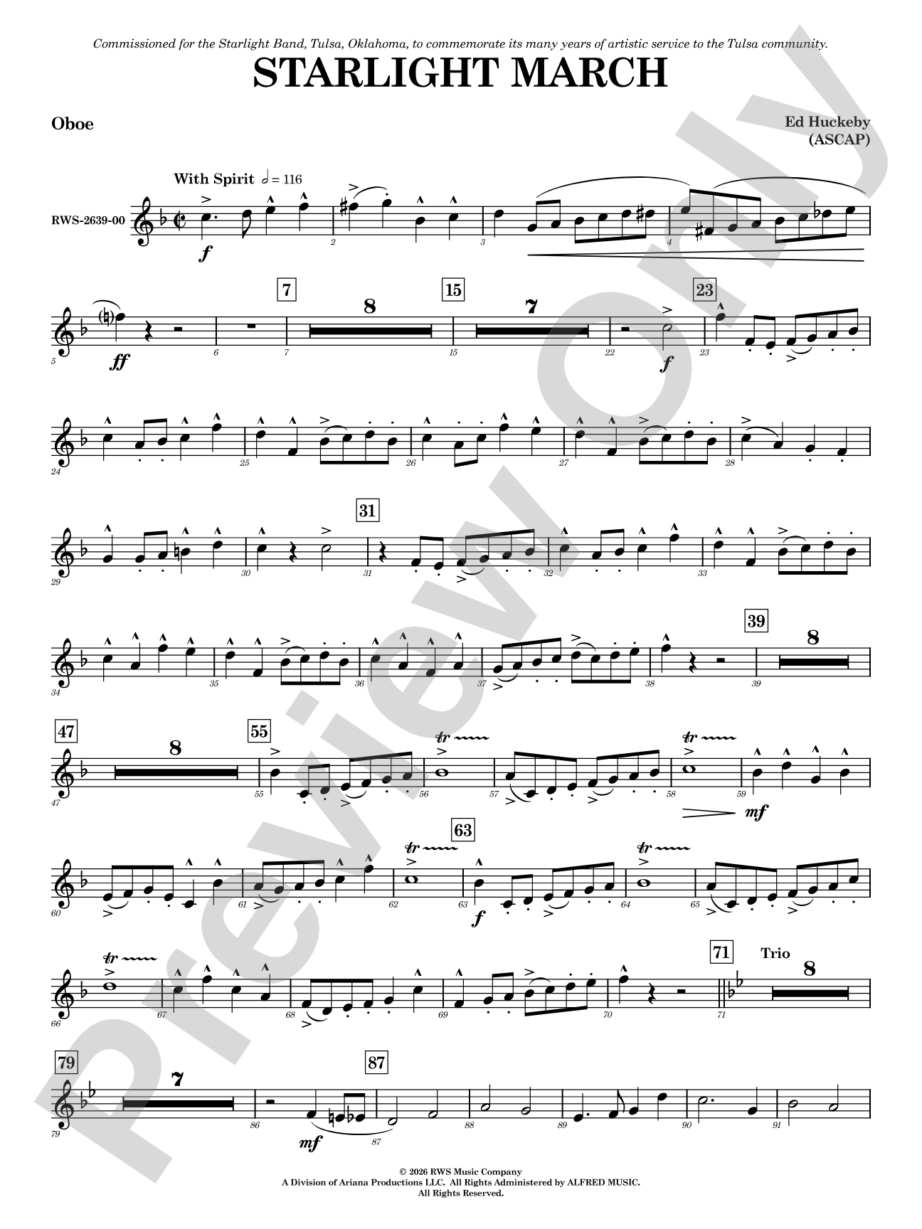Starlight March: Oboe