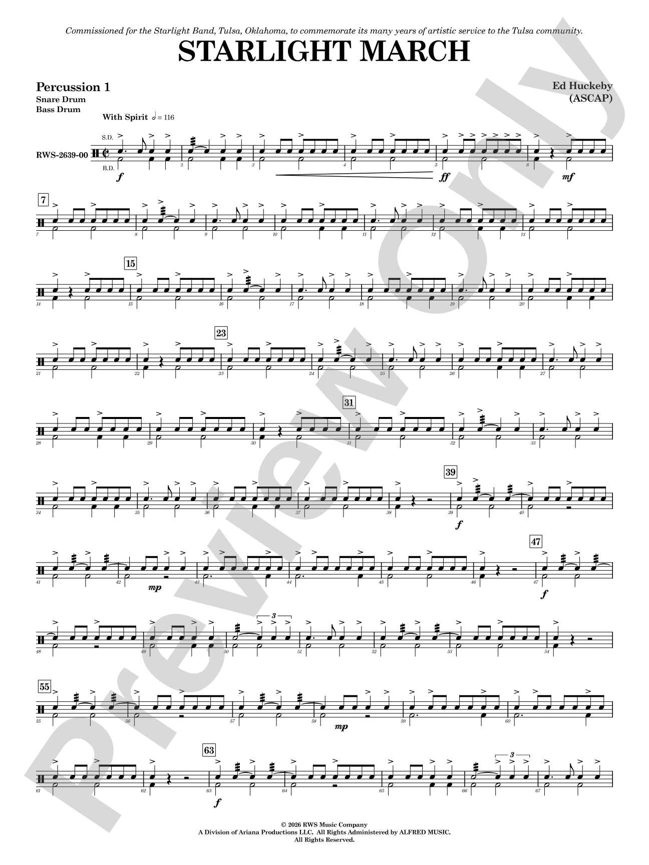 Starlight March: 1st Percussion