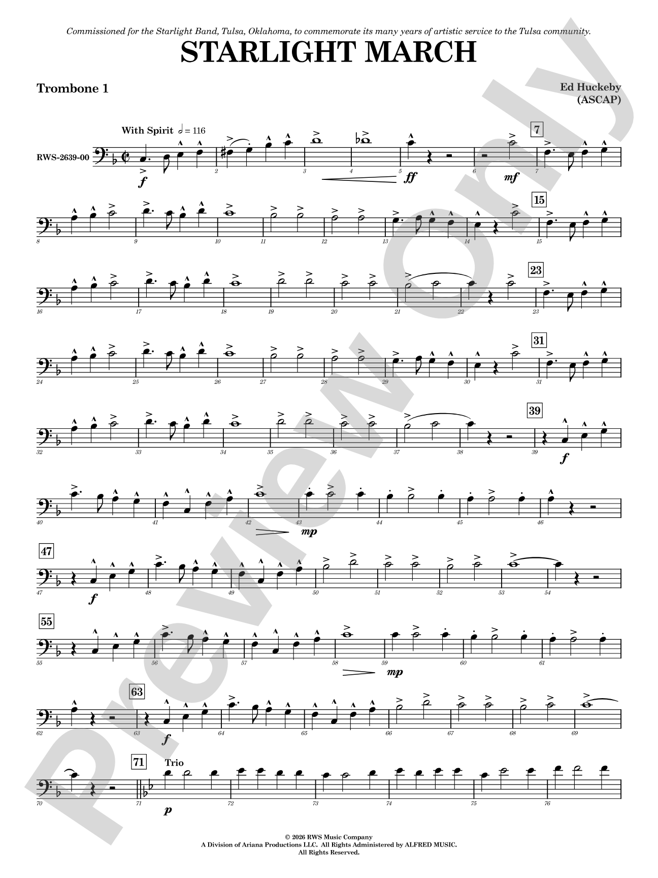 Starlight March: 1st Trombone