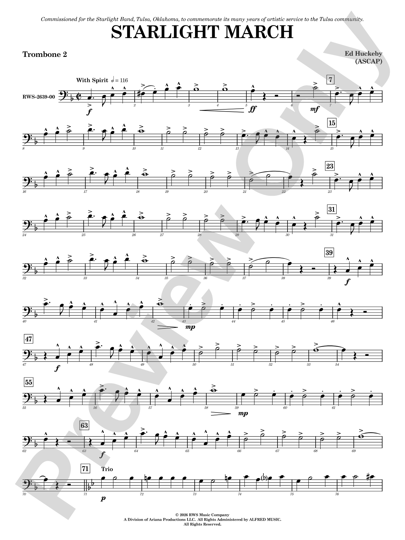 Starlight March: 2nd Trombone