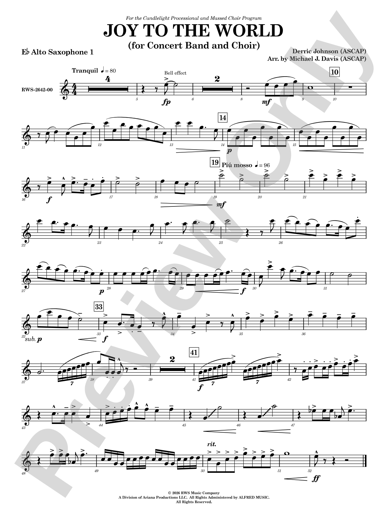 Joy to the World: E-flat Alto Saxophone