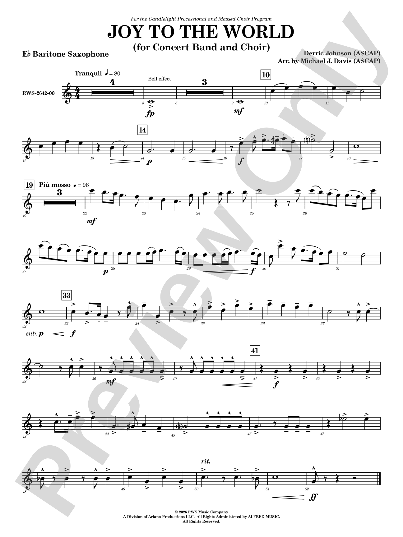 Joy to the World: E-flat Baritone Saxophone