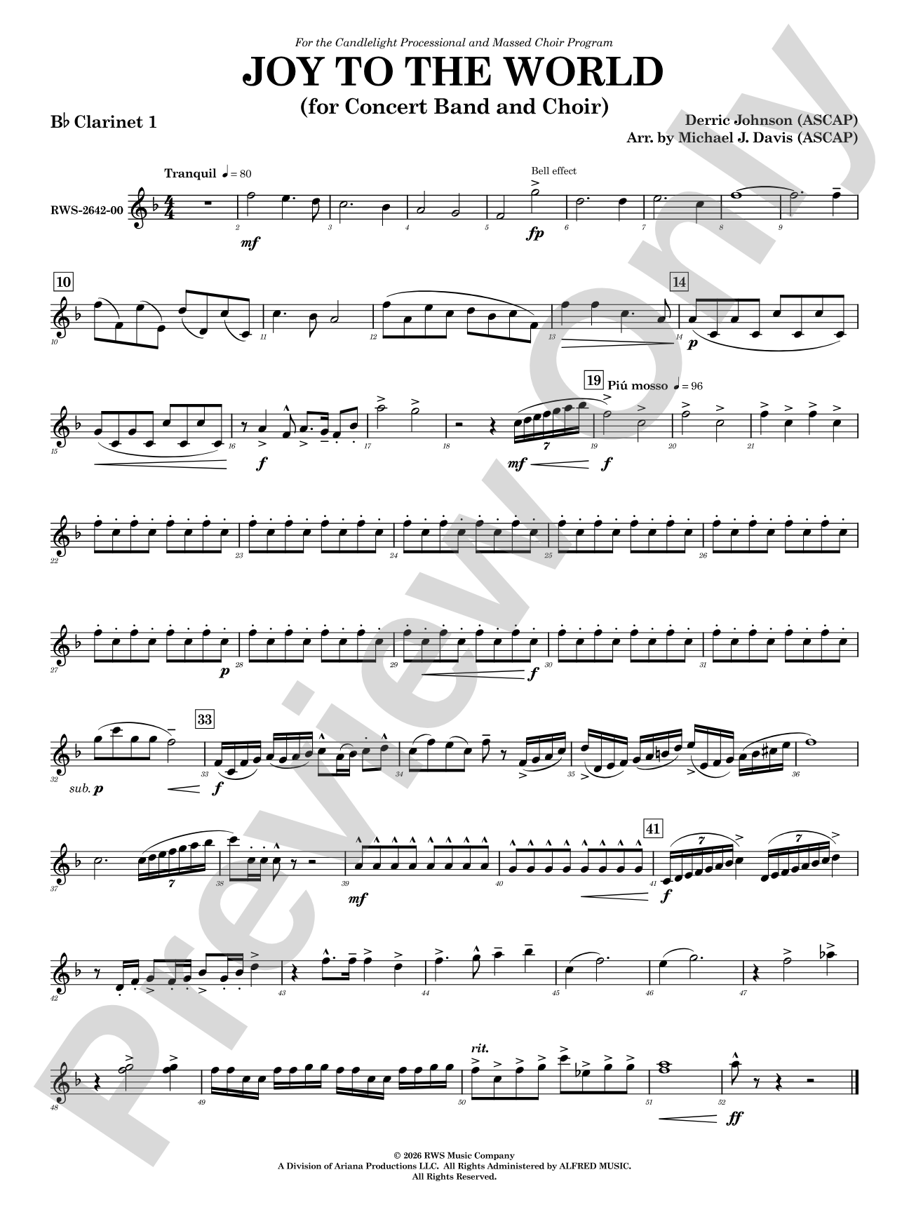 Joy to the World: 1st B-flat Clarinet